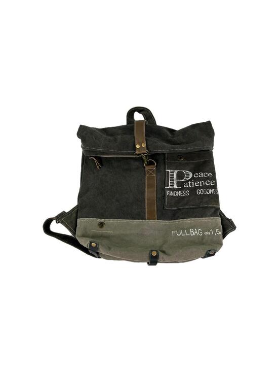Chala Handbags - Peace & Patience Canvas Purse Large Backpack Black Foldover Bags